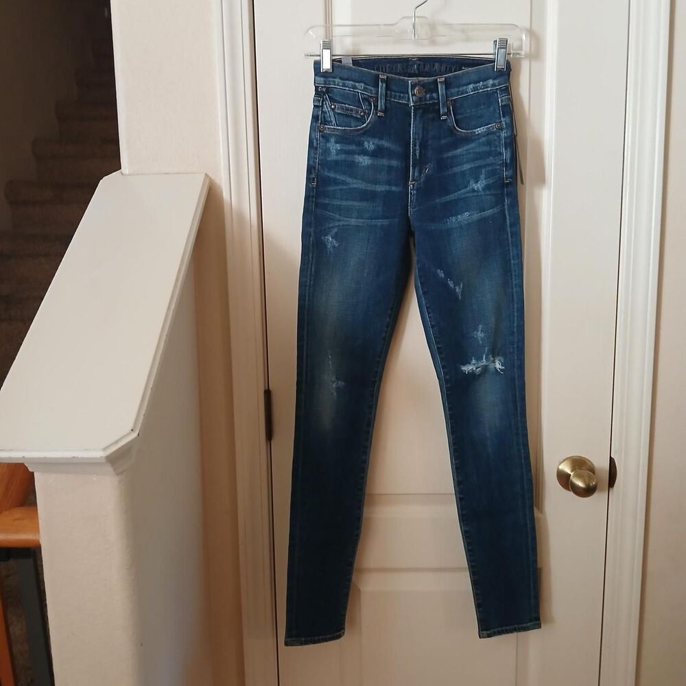 NWT Citizens of Humanity Rocket High Rise Skinny Distressed Crispy Jeans 24 Y2K